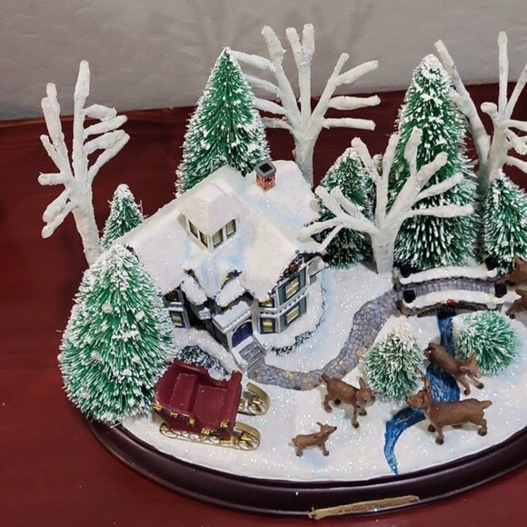 Thomas Kinkade Illuminated Musical Table Topper A Winters Night 1990's - Picture 4 of 11